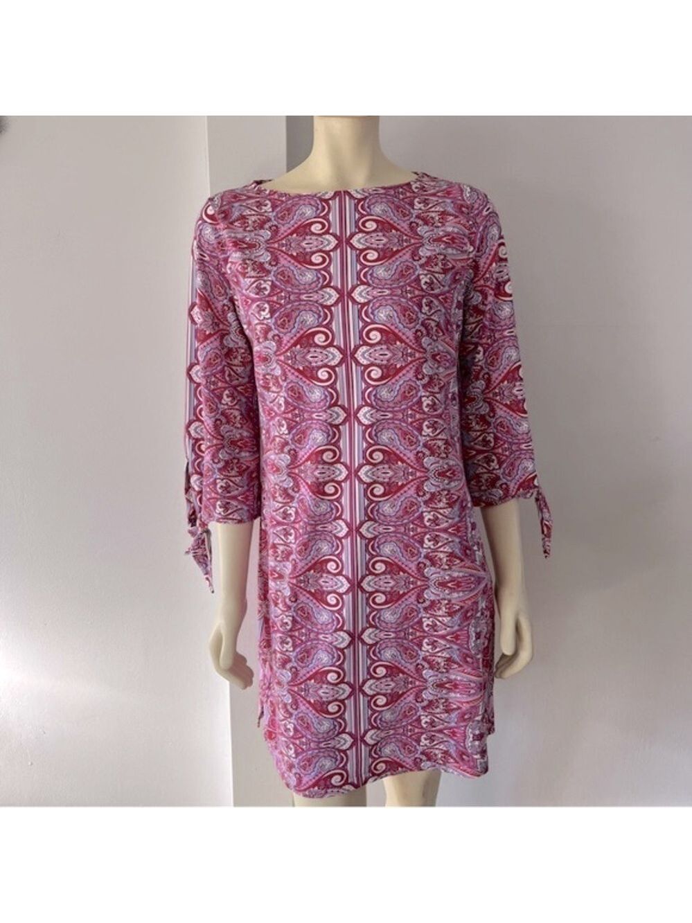 Coolibar Women’s 3/4 sleeve Colorful Pink Floral UPF 50 Sun protection Tunic S
